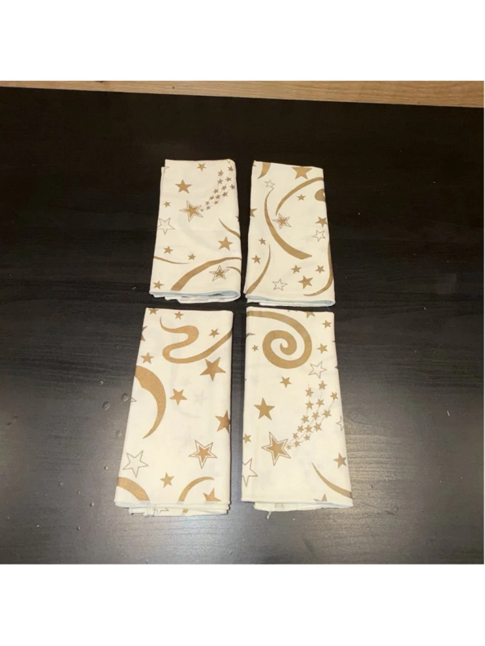 Fabric Industries 1992 Whimsical Celestial Swirls Cotton Napkins Set of 4 EUC